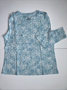 Sleep Sense Women's Light Blue Pajama Snowflake Long-Sleeve Petite Small